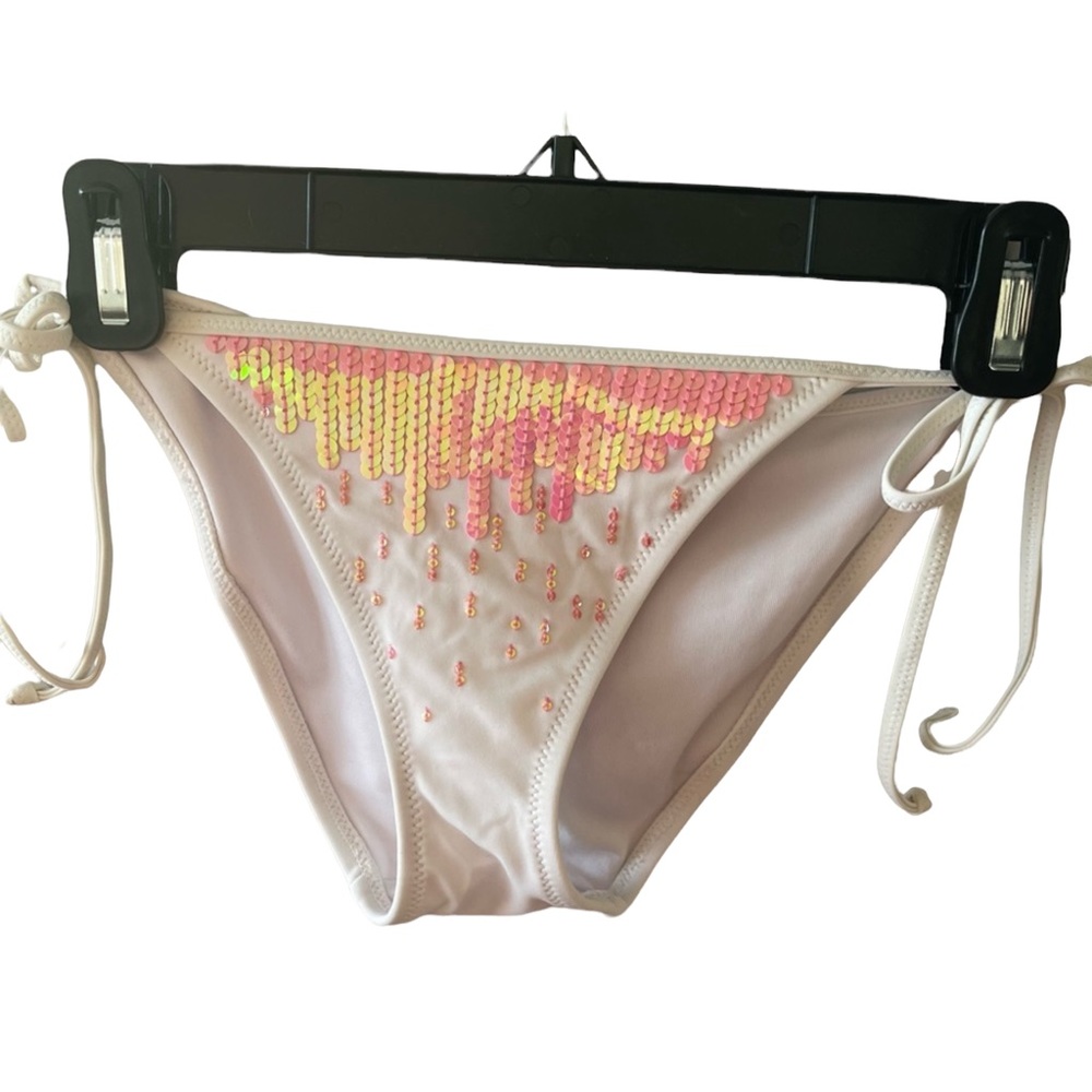 Victoria’s Secret white with pink sequins bikini bottom size XS